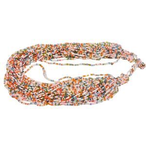 Colorful 30 Strand Multi Strand Seed Bead Boho Statement Necklace 16" Ball Close